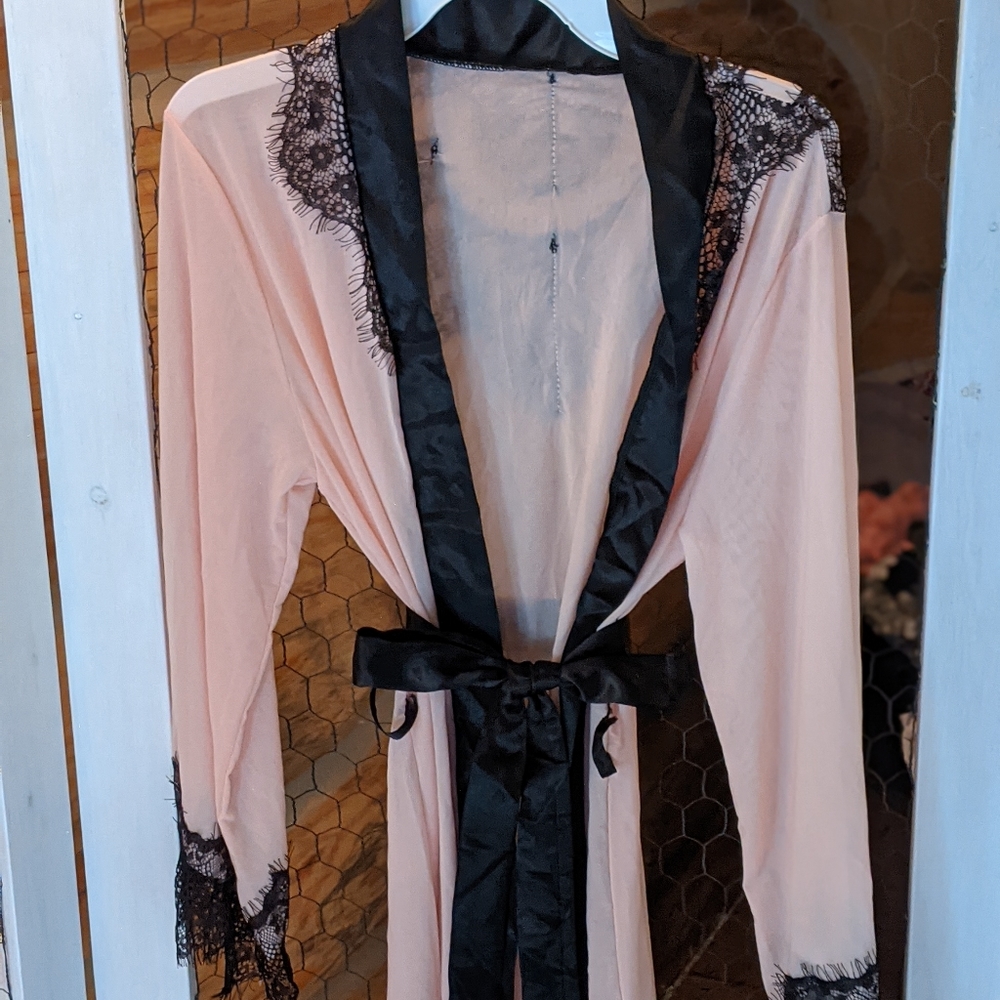 Sheer pink & black robe
